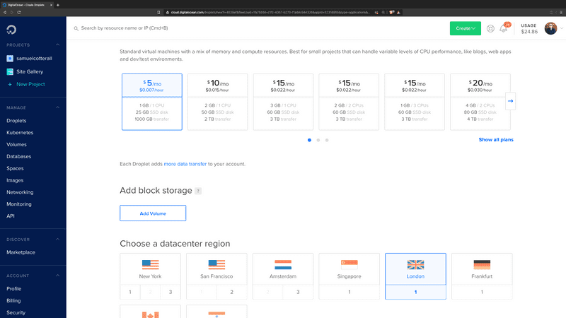 Fathom, Digital Ocean dashboard